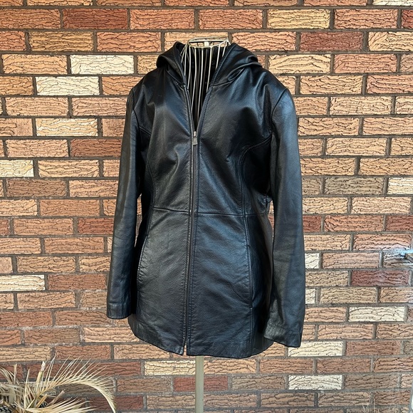 Dockers Jackets & Blazers - Dockers 100% Black Leather Hooded Jacket
